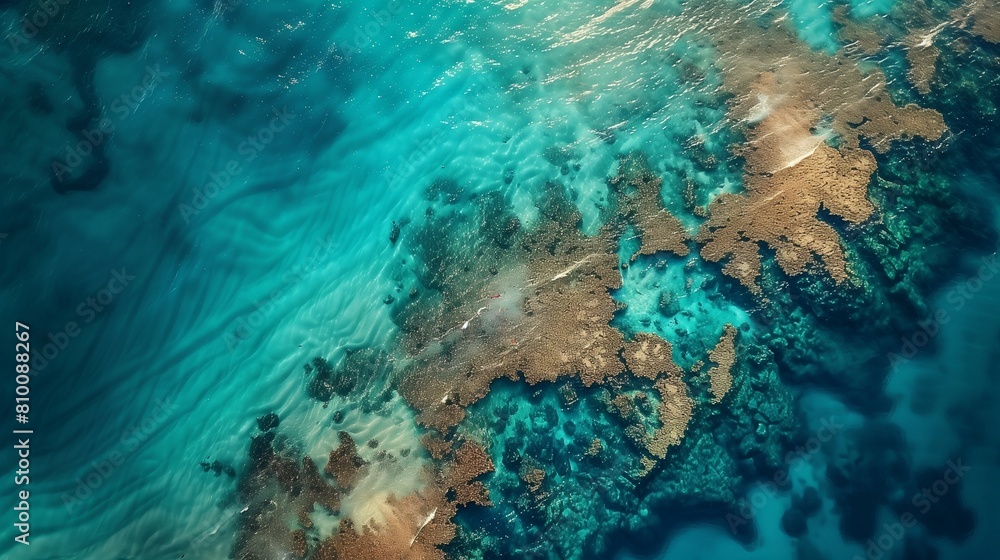 A symphony of coral captured in a dance of oceanic blues and sandy beaches. A symphony of coral captured in a dance of oceanic blues and sandy beaches.