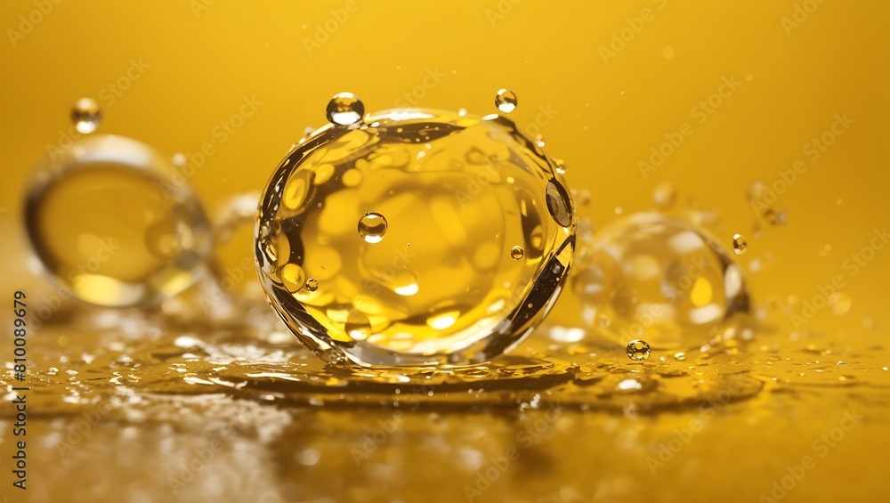 Realistic water droplets on yellow background design wallpaper Realistic water droplets on yellow background design wallpaper