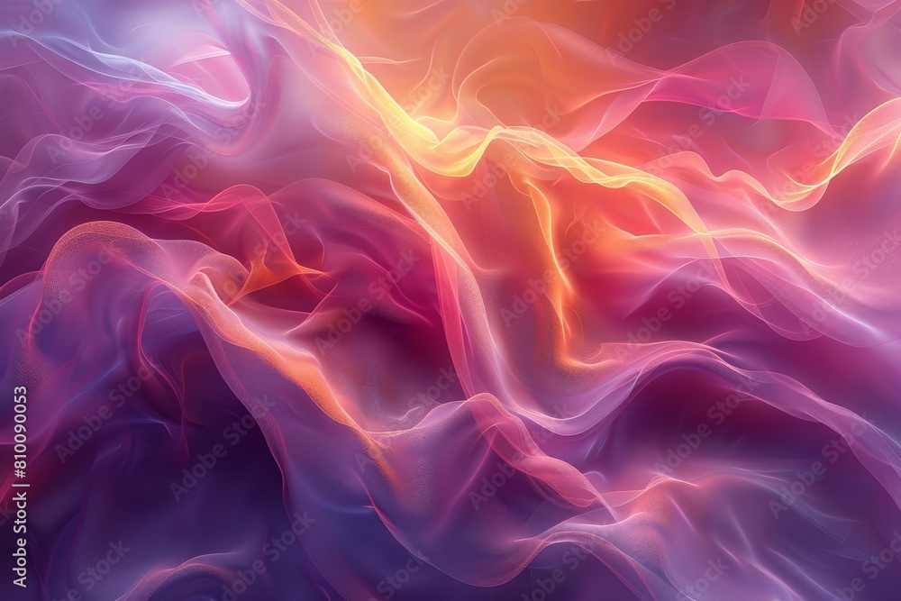 Fototapeta premium This image features pink and purple silk-like waves that evoke a sense of softness and fluid elegance in motion