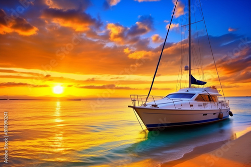 sunset on the yacht background © Neuro
