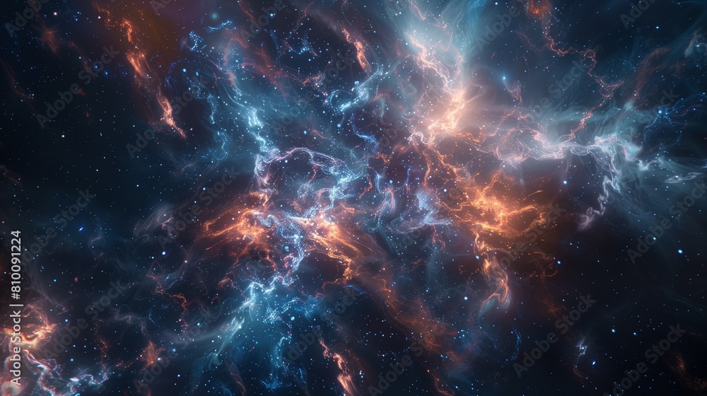 Fototapeta premium Cosmic tendrils reaching across the universe in an intricate web of light.