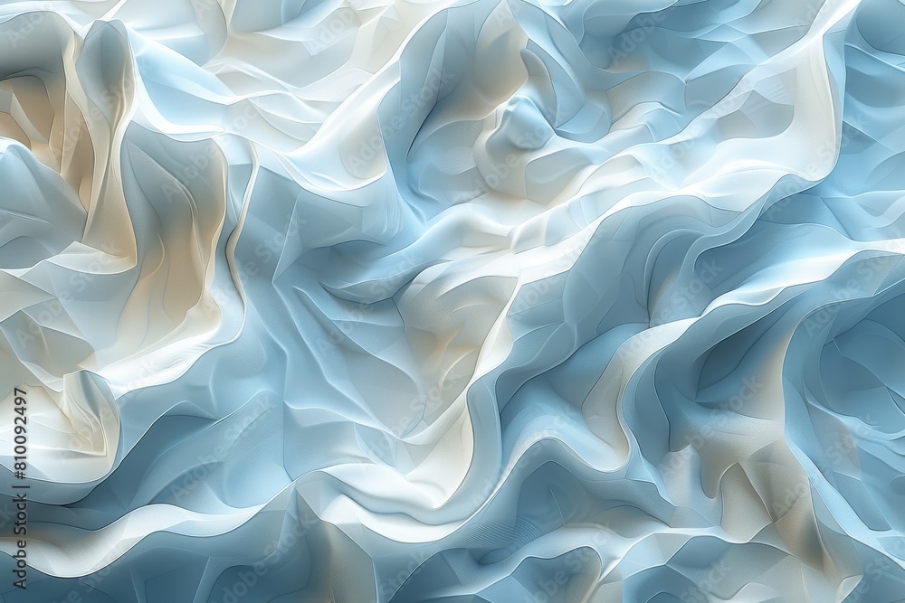 Obraz premium A digital art piece representing silky blue fabric waves creating a calming texture