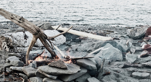 A bonfire on the beach.