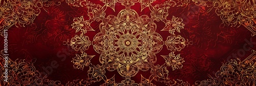 Intricate Mughalera Pattern in Deep Crimson and Gold A Timeless Expression of and Luxury photo