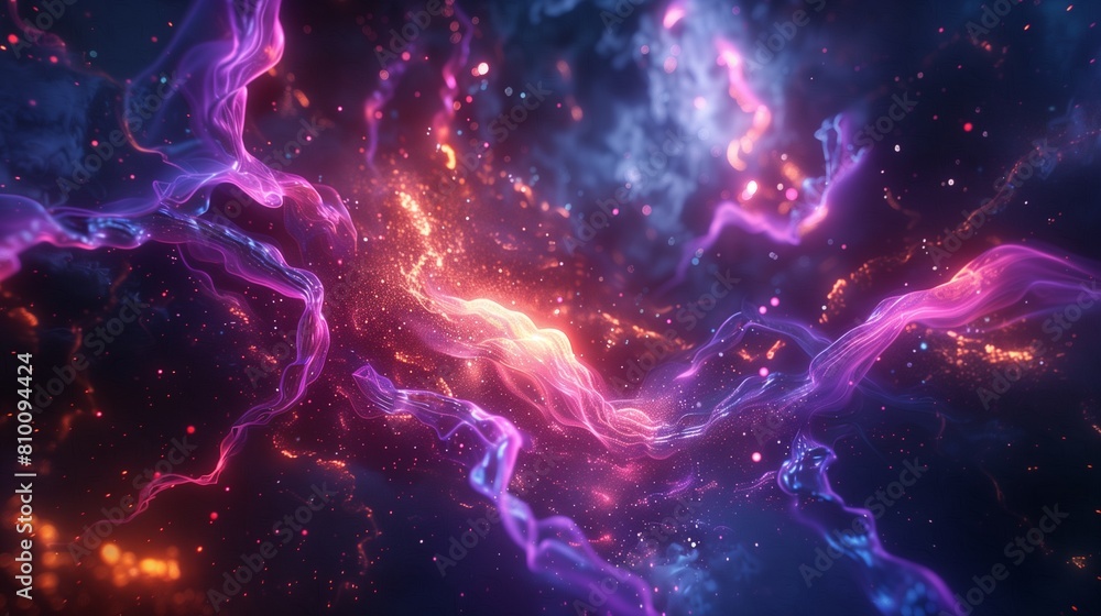 Glowing tendrils of plasma swirling and writhing in a contained chamber. Glowing tendrils of plasma swirling and writhing in a contained chamber.
