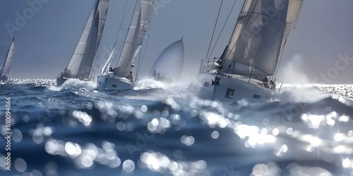 Elegant yachts race in the Sling Regatta slicing through the waves. Concept Yacht Racing, Sling Regatta, Elegant Ships, Ocean Waves, Competitive Sailing © Ян Заболотний
