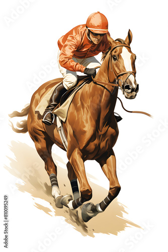 illustrated horse jockey, horse race vintage styleillustration, vintage style horse jockey illustration, horse race © MrJeans