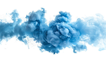 A blue smoke explosion border isolated on white background, png transparent , graphic resources