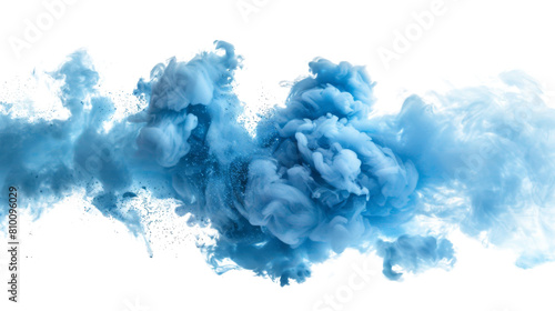A blue smoke explosion border isolated on white background, png transparent , graphic resources photo