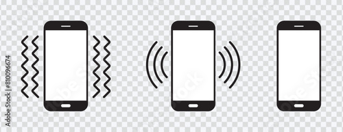 "Dynamic ringing and vibrating phone icons set."