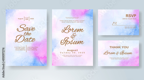 Wedding invitation with abstract watercolor background © REZI