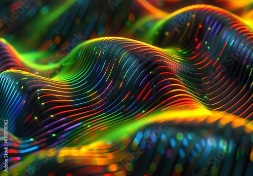 Abstract background featuring glowing neon waves in vibrant colors that pop against the dark backdrop
