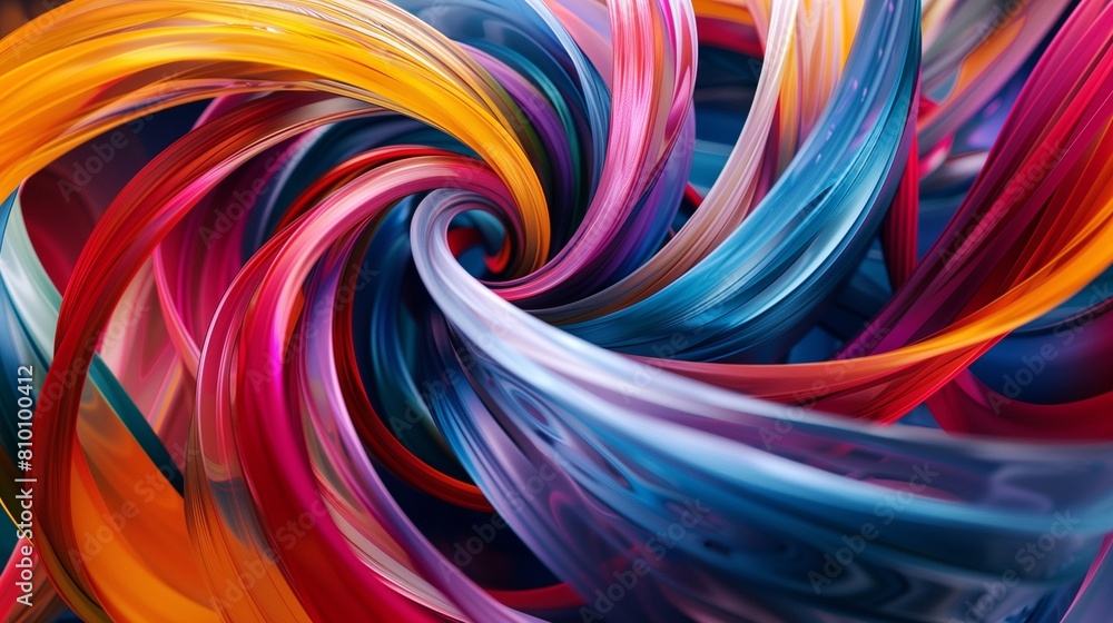Ribbons of color twisting and turning in an intricate dance across the frame. Ribbons of color twisting and turning in an intricate dance across the frame.