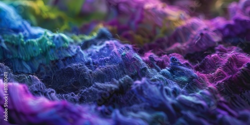 This image showcases a close-up texture of a multicolor knitted fabric, highlighting the intricate yarn details