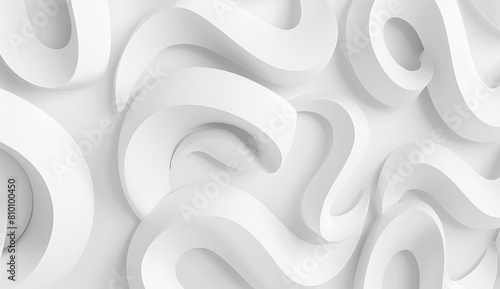 An artistic image showcasing pure white swirls and curves with a minimalistic and modern approach evoking calmness and simplicity