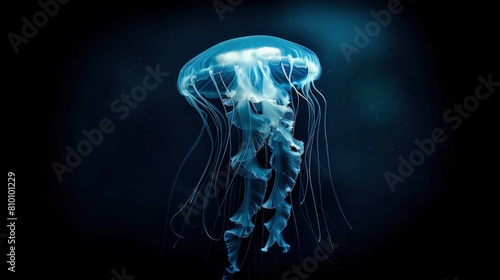 One jellyfish floating in the deep blue sea © EMRAN