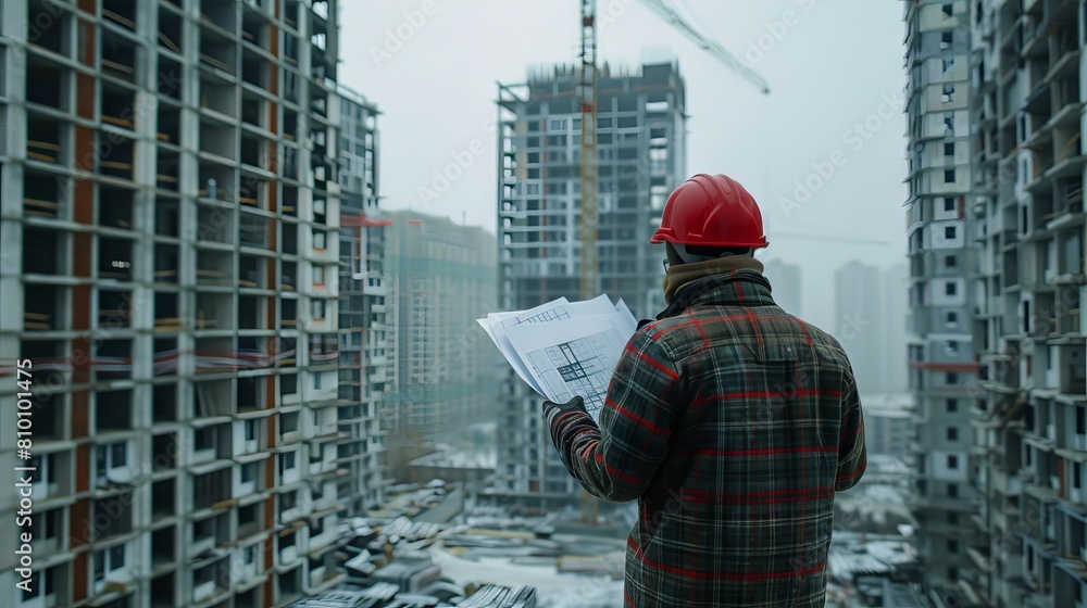 Construction Engineer Evaluating Site Progress Construction Engineer Evaluating Site Progress