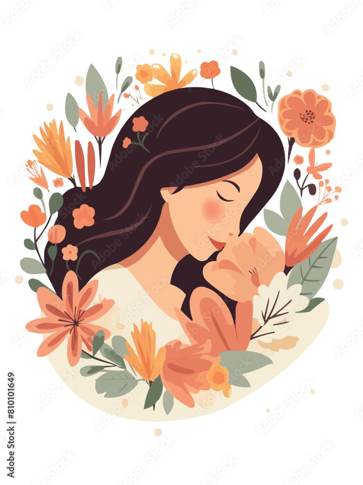 Cute Mom and baby vector illustration Printable graphic Cute Mom and baby vector illustration Printable graphic