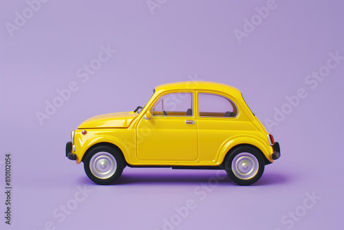 cute yellow 3d car on pink background