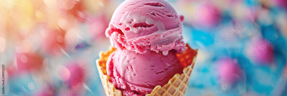 Close-up of pink ice cream in cone Close-up of pink ice cream in cone