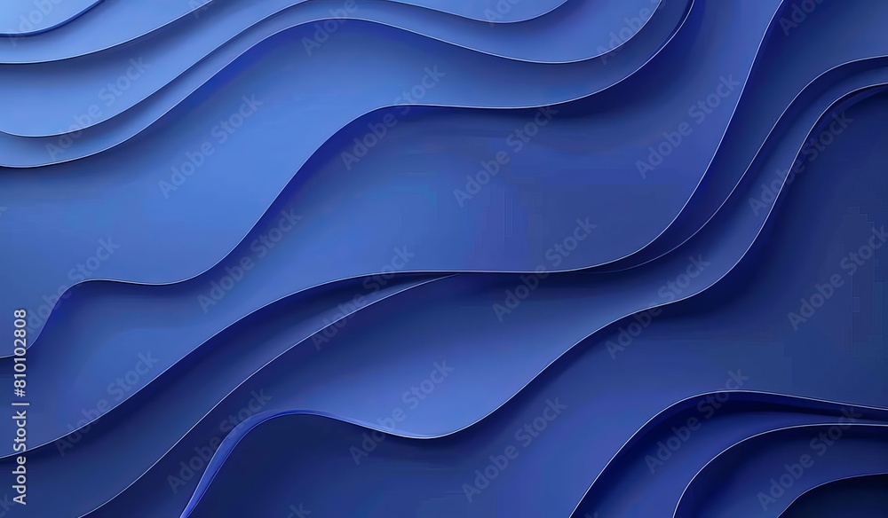 A soothing visual of deep blue waves with smooth flowing curves giving a serene, oceanic feel to the image