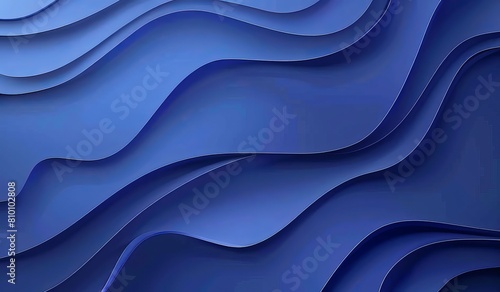 A soothing visual of deep blue waves with smooth flowing curves giving a serene  oceanic feel to the image