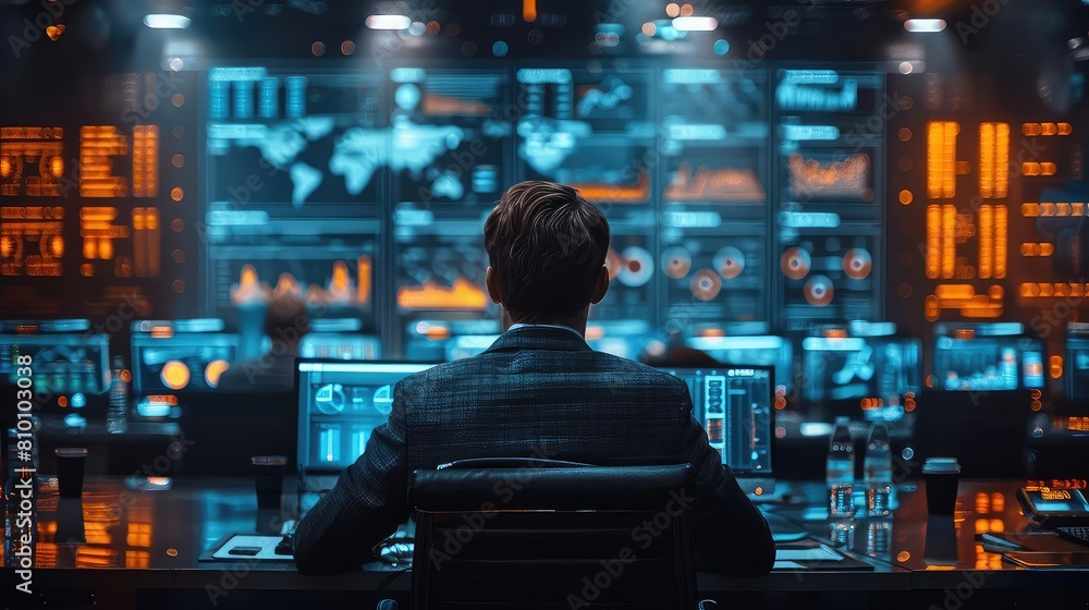 Corporate finance meeting, team analyzing financial charts on a large screen, focused, highstakes environment Corporate finance meeting, team analyzing financial charts on a large screen, focused, highstakes environment