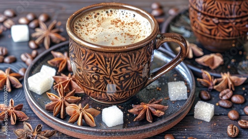 Seasonal holiday drink with festive spices, perfect for winter and holiday marketing.