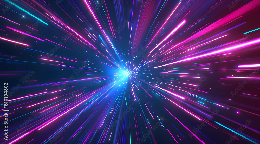 3d Render, Blue purple light line through dark background, hyper speed warp in space. 3d Render, Blue purple light line through dark background, hyper speed warp in space.
