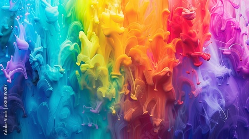 Vibrant splashes of color melting into one another like watercolors on a canvas. photo