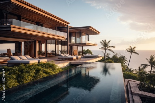 An Exquisite Beachfront Villa with a Breathtaking Infinity Pool Surrounded by Tropical Foliage © aicandy