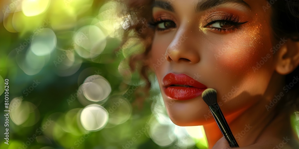 A young Latina transgender woman in a park beginning her makeup 
