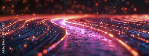 A dynamic visualization of circuit lines resembling rapid data highways, symbolizing tech speed and efficiency concepts. photo