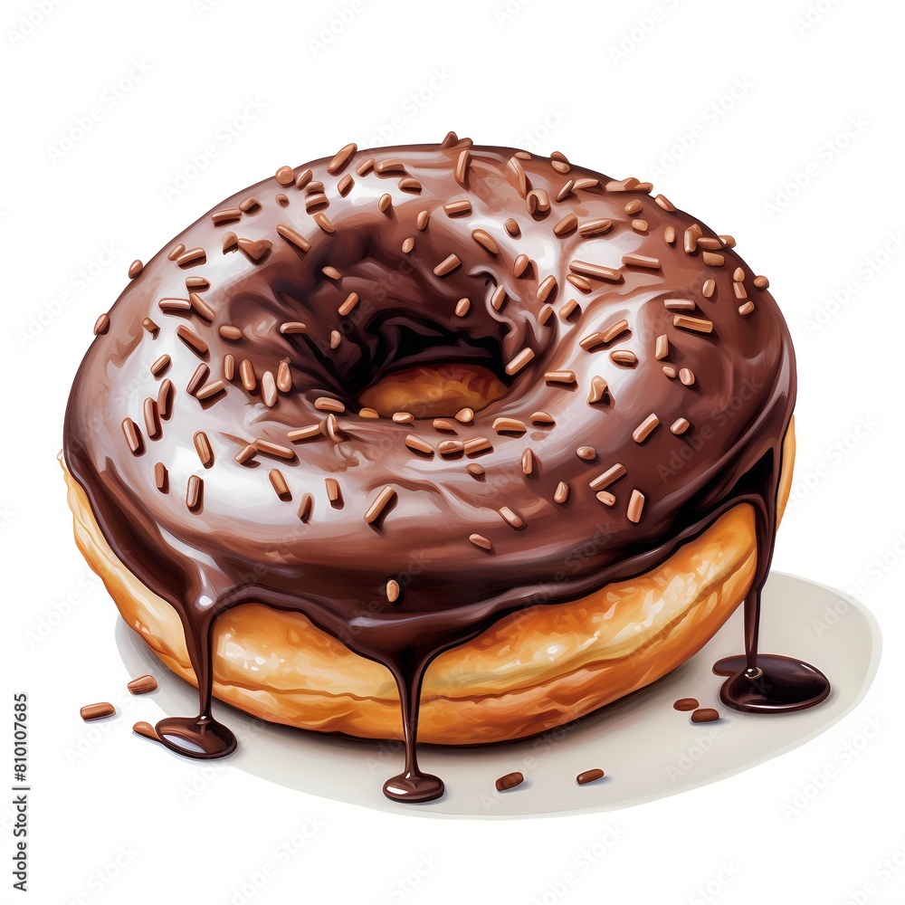 Donut. Chocolate donut. Tasty doughnut clipart. Watercolor illustration. Generative AI. Detailed illustration. Donut. Chocolate donut. Tasty doughnut clipart. Watercolor illustration. Generative AI. Detailed illustration.