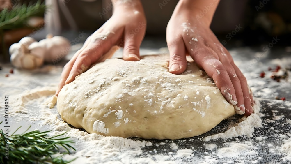 Hands Kneading Pizza Dough in Close-up Shots. Concept Pizza Making, Dough Kneading, Cooking Close-up Shots Hands Kneading Pizza Dough in Close-up Shots. Concept Pizza Making, Dough Kneading, Cooking Close-up Shots