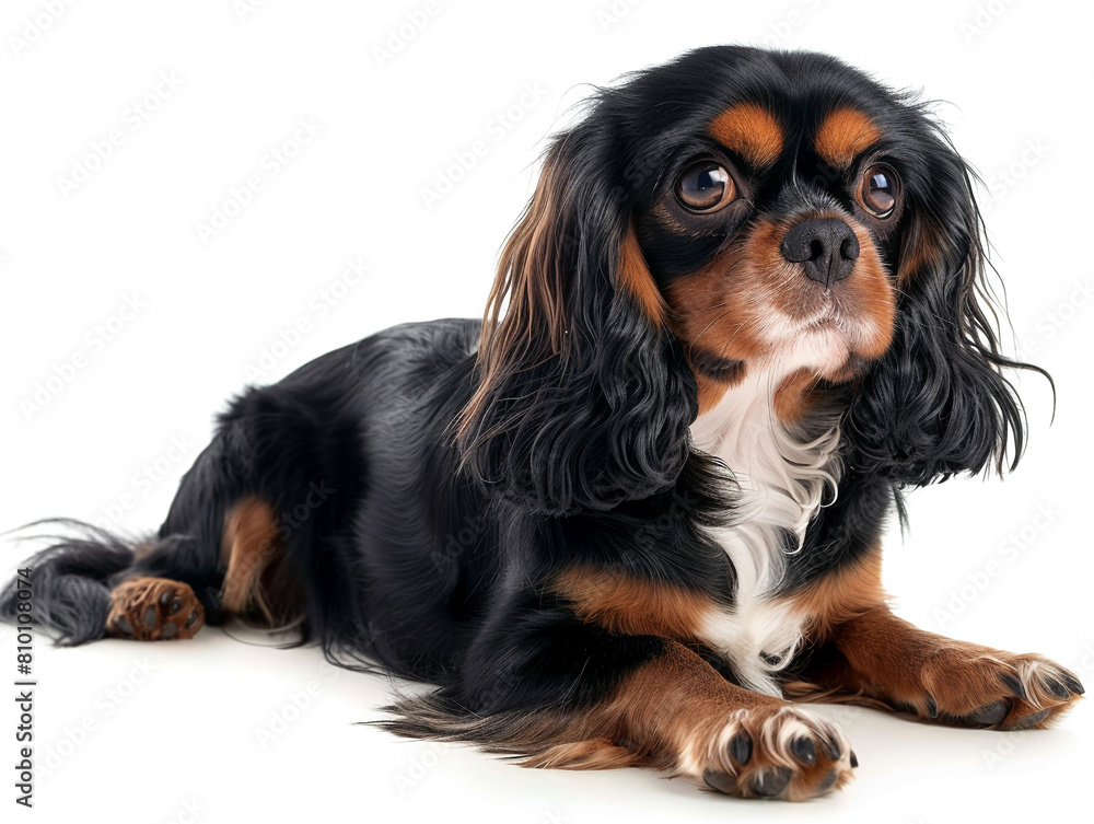 Cute Cavalier King Charles Spaniel photo isolate on white background Cute Cavalier King Charles Spaniel photo isolate on white background