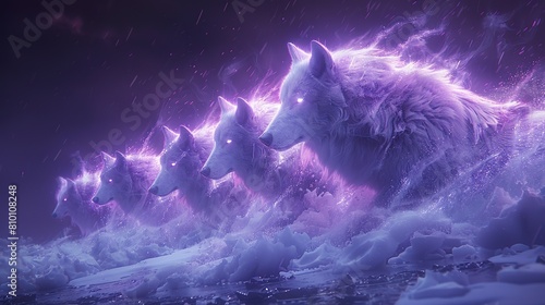An ethereal ghost wolf pack photo