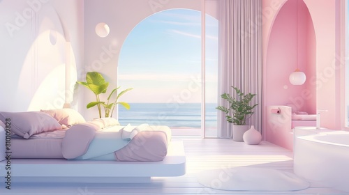 Soothing pastel hues creating a sense of relaxation and tranquility against white