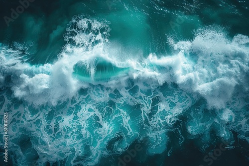 Drone photo backdrop of sea wave in bird eye waves.
