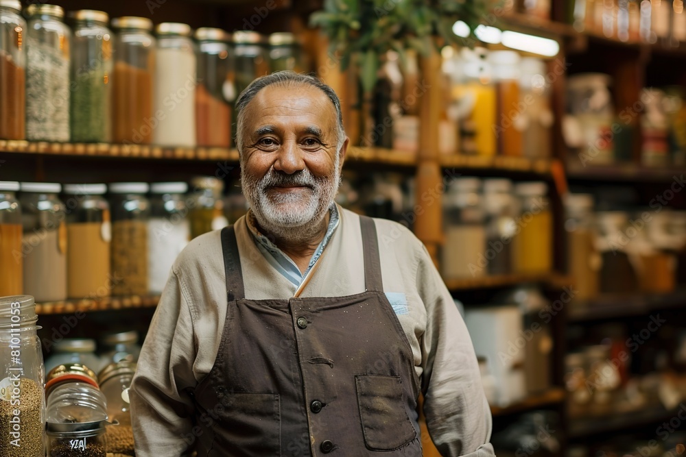 Obraz premium Portrait of a happy senior merchant standing