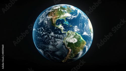 Earth with a close-up on thriving green regions versus areas suffering from climate change, aimed to motivate conservation efforts, on a black background.