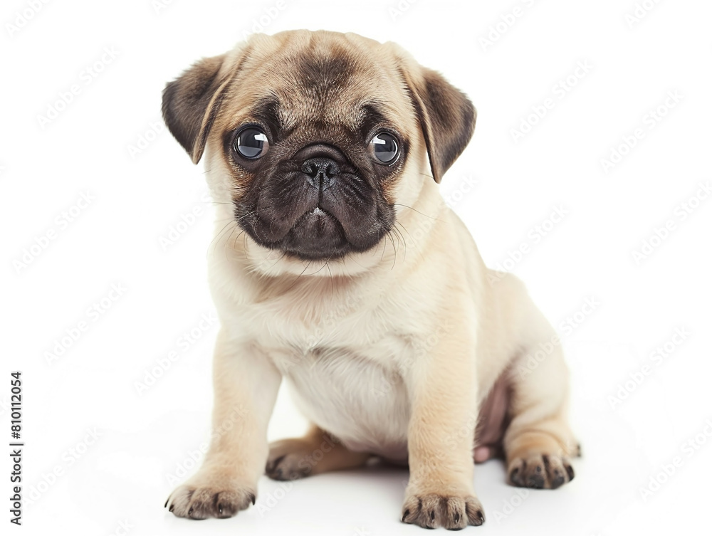 Cute Pug photo isolate on white background Cute Pug photo isolate on white background