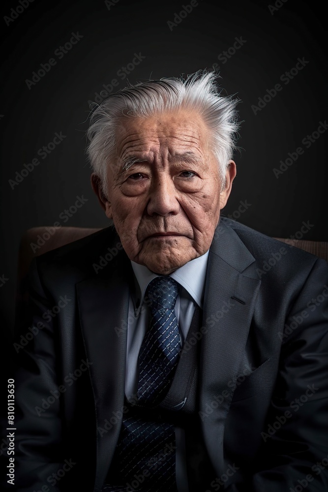 Elderly Man in Suit and Tie