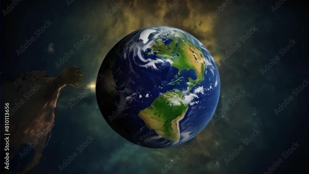 Earth in space, full view of earth moving as a globe from space generative AI Earth in space, full view of earth moving as a globe from space generative AI
