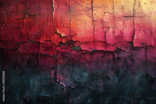 Artistic cracked colorful wall texture. Weathered grunge background with vibrant colors.