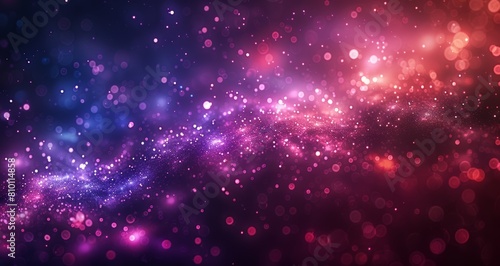 Abstract background with flowing bokeh design in pink and blue hues, featuring clusters of soft-focus light dots. The composition creates a dreamy and enchanting atmosphere. photo
