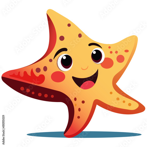 Cute cartoon starfish on a white background. Vector illustration.