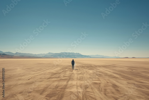 Solitude in the Vast Desert  A Lone Figure Contemplates Isolation