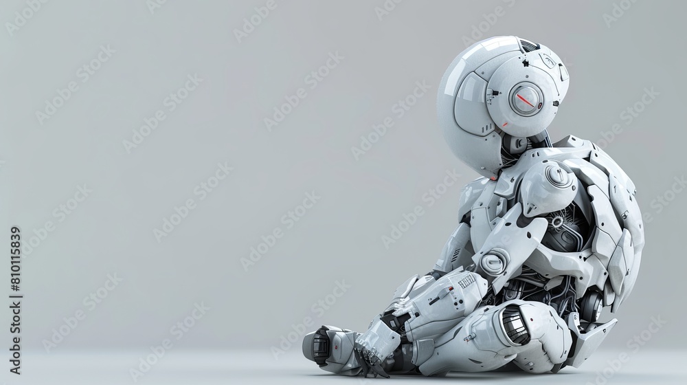 3D rendering portraying an AI robot in the process of thinking or computing, showcasing the capabilities of artificial intelligence technology.