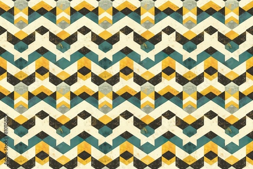 Vintage geometric pattern with a retro color palette in a seamless design.